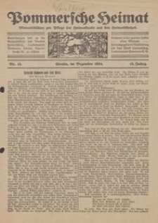 Pommersche Heimat. Monatsblätter zur Pflege der Heimatkunde und des Heimatschutzes Nr. 12/1924