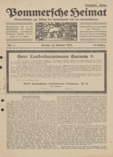 Pommersche Heimat. Monatsblätter zur Pflege der Heimatkunde und des Heimatschutzes Nr. 1/1925