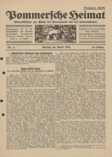 Pommersche Heimat. Monatsblätter zur Pflege der Heimatkunde und des Heimatschutzes Nr. 4/1925