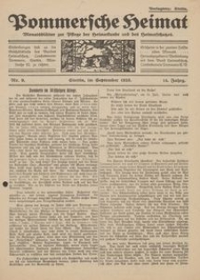 Pommersche Heimat. Monatsblätter zur Pflege der Heimatkunde und des Heimatschutzes Nr. 9/1925