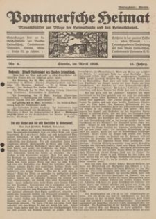 Pommersche Heimat. Monatsblätter zur Pflege der Heimatkunde und des Heimatschutzes Nr. 4/1926