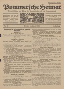 Pommersche Heimat. Monatsbl&auml;tter zur Pflege der Heimatkunde und des Heimatschutzes Nr. 6/1926