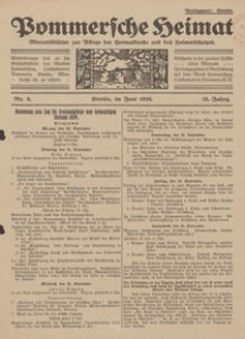Pommersche Heimat. Monatsblätter zur Pflege der Heimatkunde und des Heimatschutzes Nr. 6/1926