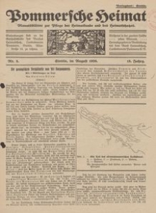 Pommersche Heimat. Monatsblätter zur Pflege der Heimatkunde und des Heimatschutzes Nr. 8/1926
