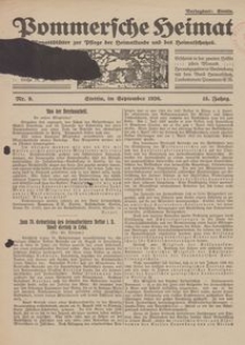 Pommersche Heimat. Monatsblätter zur Pflege der Heimatkunde und des Heimatschutzes Nr. 9/1926