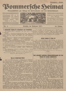 Pommersche Heimat. Monatsblätter zur Pflege der Heimatkunde und des Heimatschutzes Nr. 2/1927