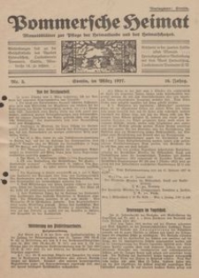 Pommersche Heimat. Monatsbl&auml;tter zur Pflege der Heimatkunde und des Heimatschutzes Nr. 3/1927