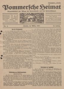 Pommersche Heimat. Monatsblätter zur Pflege der Heimatkunde und des Heimatschutzes Nr. 3/1927