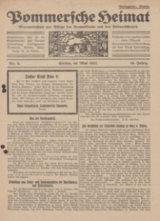 Pommersche Heimat. Monatsblätter zur Pflege der Heimatkunde und des Heimatschutzes Nr. 5/1927
