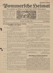 Pommersche Heimat. Monatsblätter zur Pflege der Heimatkunde und des Heimatschutzes Nr. 7/1927