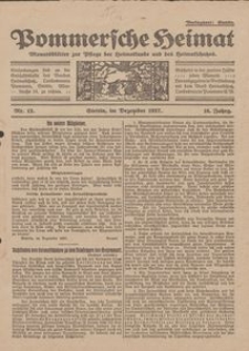 Pommersche Heimat. Monatsblätter zur Pflege der Heimatkunde und des Heimatschutzes Nr. 12/1927