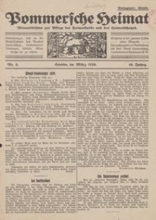 Pommersche Heimat. Monatsbl&auml;tter zur Pflege der Heimatkunde und des Heimatschutzes Nr. 3/1929