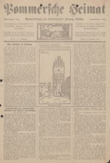 Pommersche Heimat. Monatsbeilage zur F&uuml;rstentumer Zeitung, K&ouml;slin Nr. 9/1912