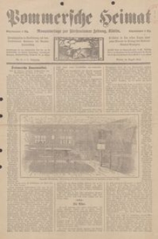 Pommersche Heimat. Monatsbeilage zur F&uuml;rstentumer Zeitung, K&ouml;slin Nr. 8/1913