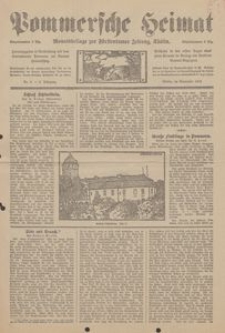 Pommersche Heimat. Monatsbeilage zur Fürstentumer Zeitung, Köslin Nr. 9/1913