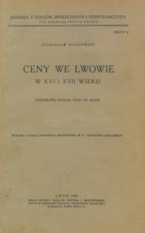 Ceny we Lwowie w XVI i XVII wieku