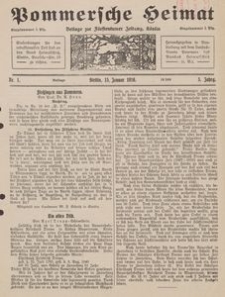 Pommersche Heimat. Beilage zur F&uuml;rstentumer Zeitung, K&ouml;slin Nr. 1/1916