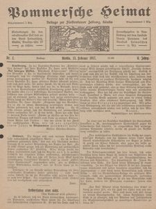 Pommersche Heimat. Beilage zur Fürstentumer Zeitung, Köslin Nr. 2/1917