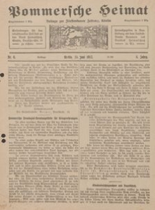Pommersche Heimat. Beilage zur F&uuml;rstentumer Zeitung, K&ouml;slin Nr. 6/1917