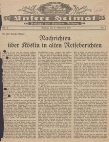 Unsere Heimat. Beilage zur K&ouml;sliner Zeitung Nr. 2/1935