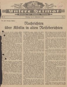 Unsere Heimat. Beilage zur Kösliner Zeitung Nr. 2/1935