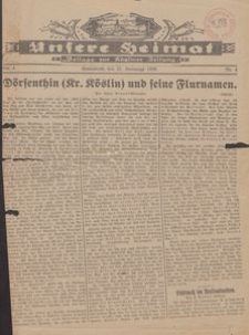 Unsere Heimat. Beilage zur K&ouml;sliner Zeitung Nr. 4/1930