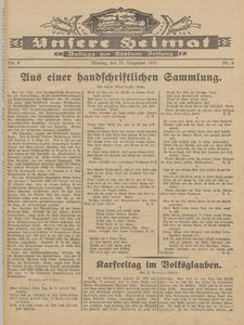 Unsere Heimat. Beilage zur Kösliner Zeitung Nr. 6/1931