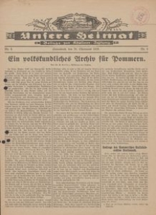 Unsere Heimat. Beilage zur K&ouml;sliner Zeitung Nr. 8/1929