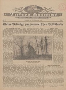 Unsere Heimat. Beilage zur K&ouml;sliner Zeitung Nr. 7/1928