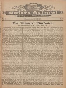 Unsere Heimat. Beilage zur K&ouml;sliner Zeitung Nr. 13/1926
