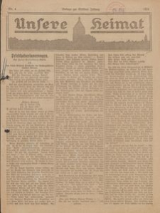 Unsere Heimat. Beilage zur Kösliner Zeitung Nr. 4/1924