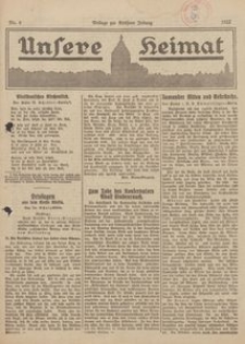 Unsere Heimat. Beilage zur Kösliner Zeitung Nr. 9/1922