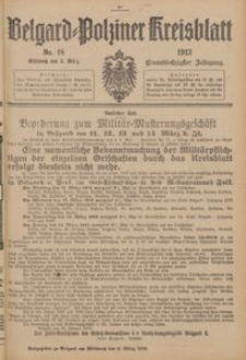 Belgard-Polziner Kreisblatt, 1913, Nr 18
