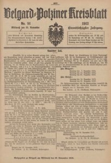 Belgard-Polziner Kreisblatt, 1913, Nr 91