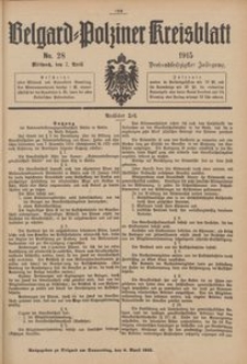 Belgard-Polziner Kreisblatt, 1915, Nr 28