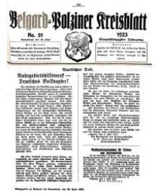 Belgard-Polziner Kreisblatt, 1923, Nr 51