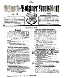 Belgard-Polziner Kreisblatt, 1923, Nr 71