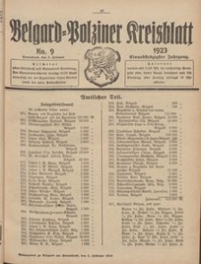 Belgard-Polziner Kreisblatt, 1923, Nr 9