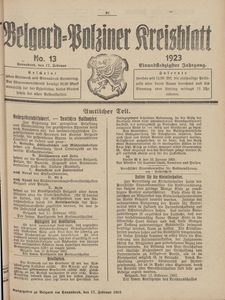 Belgard-Polziner Kreisblatt, 1923, Nr 13