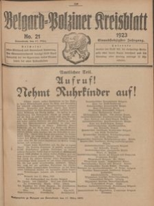 Belgard-Polziner Kreisblatt, 1923, Nr 21