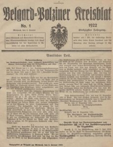 Belgard-Polziner Kreisblatt, 1922, Nr 1