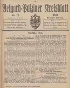 Belgard-Polziner Kreisblatt, 1922, Nr 12