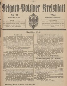 Belgard-Polziner Kreisblatt, 1922, Nr 21