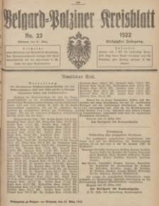 Belgard-Polziner Kreisblatt, 1922, Nr 23
