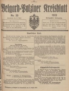 Belgard-Polziner Kreisblatt, 1922, Nr 29