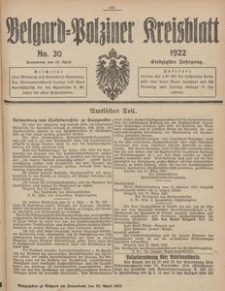 Belgard-Polziner Kreisblatt, 1922, Nr 30