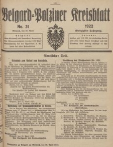 Belgard-Polziner Kreisblatt, 1922, Nr 31