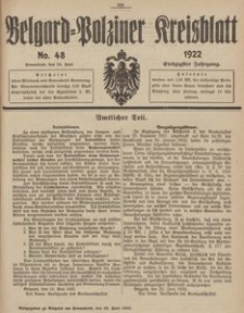Belgard-Polziner Kreisblatt, 1922, Nr 48