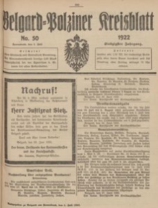 Belgard-Polziner Kreisblatt, 1922, Nr 50