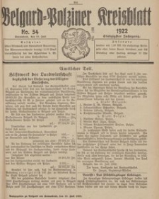 Belgard-Polziner Kreisblatt, 1922, Nr 54